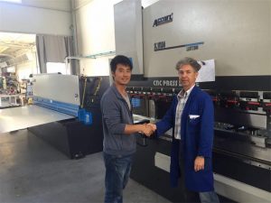 Cliente de Chipre Visite la máquina del freno de la prensa y la máquina de corte en nuestra fábrica